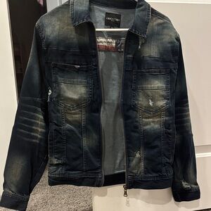 Docksten Women's Distressed Black Denim Jacket